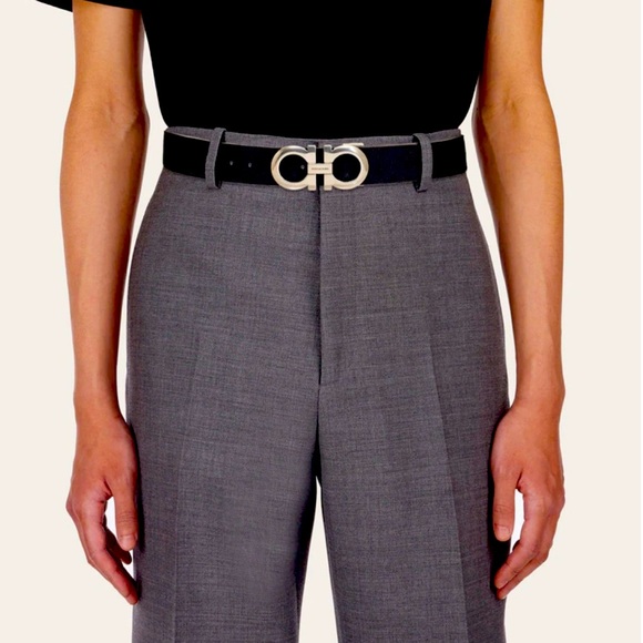FERRAGAMO REVERSIBLE AND ADJUSTABLE GANCINI BELT COLOR NERO/HICKORY - Picture 1 of 7